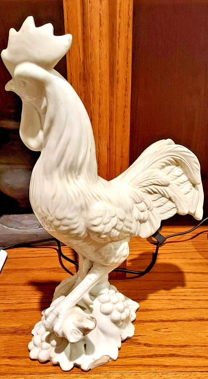 Large Italian Ceramic White Rooster/ Chicken 14"