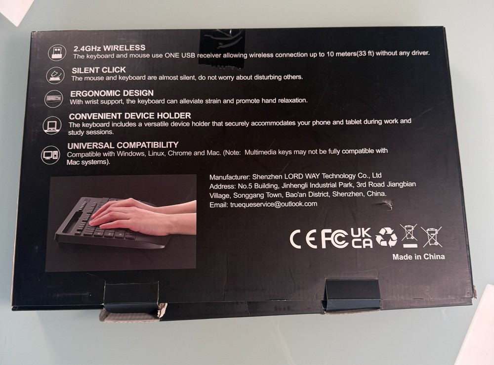 KC213 Wireless Keyboard & Mouse Combo 2.4 GHz Black Open Plug&Play Box Untested