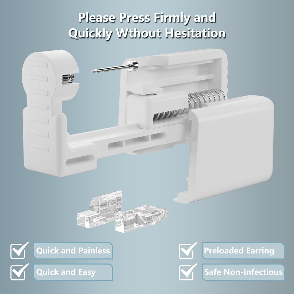 Ear Piercing Kit, 2 Pcs Disposable Ear Piercing Gun with Preloaded Ear Stud, at