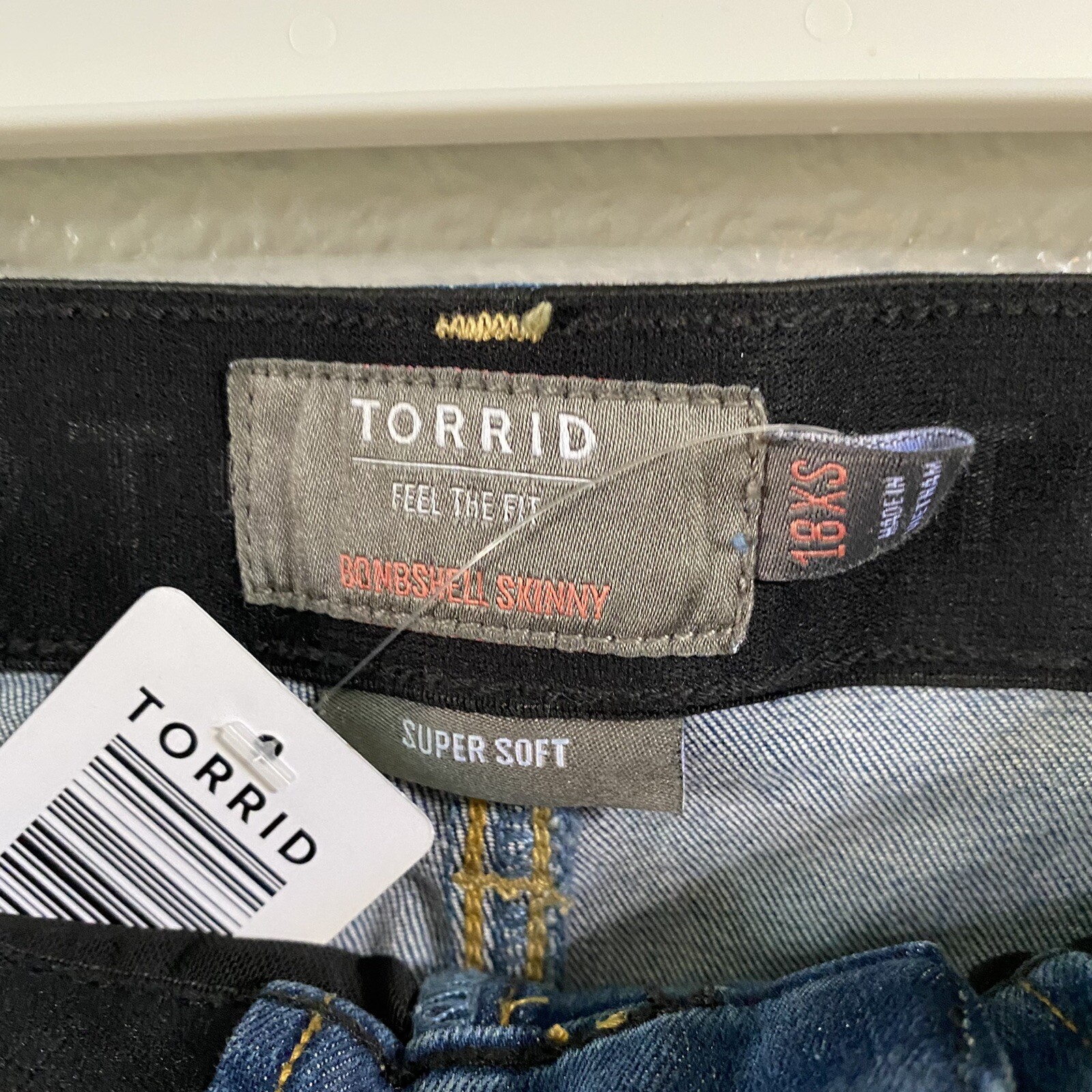 Torrid Bombshell Jeans Size 18XS Extra Short Ankle Blue High Waist Button Fly
