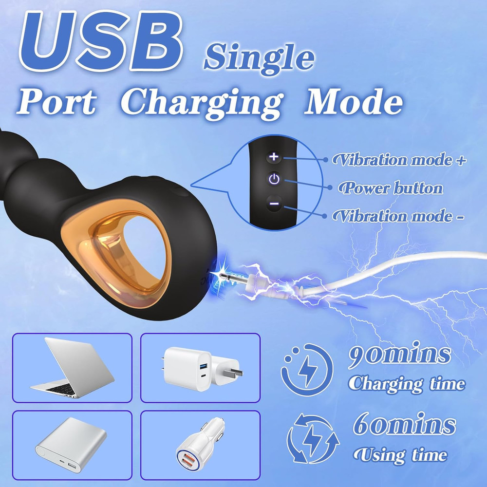 Vibrating Anal Beads Butt Plug Rechargeable Flexible Anal Plug Prostate Massager