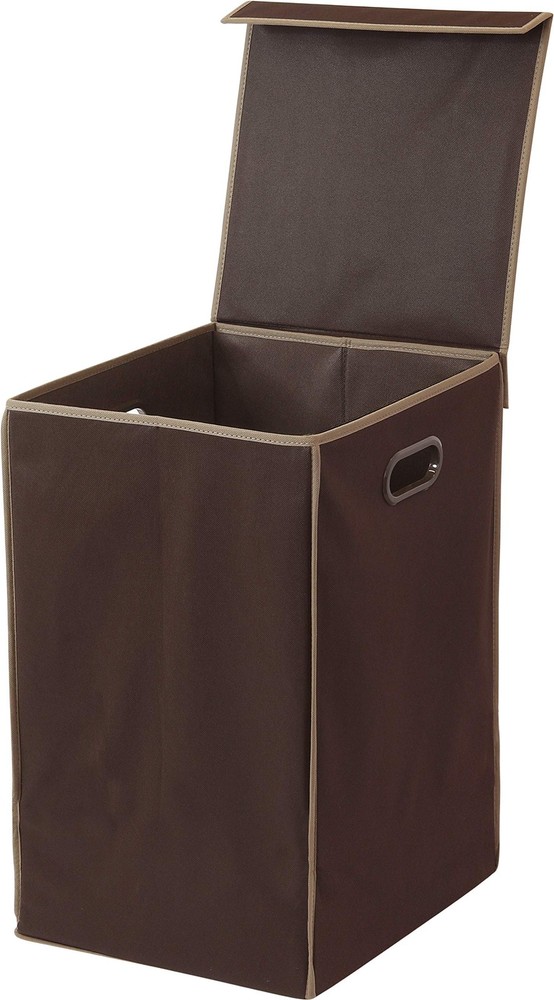 Foldable Laundry Hamper Basket with Lid, Brown