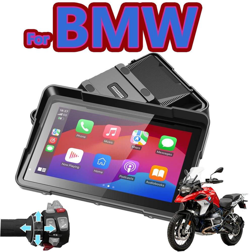 BMW Moto Waterproof CarPlay Android Auto 7"Touch Screen GPS Navigation System H1
