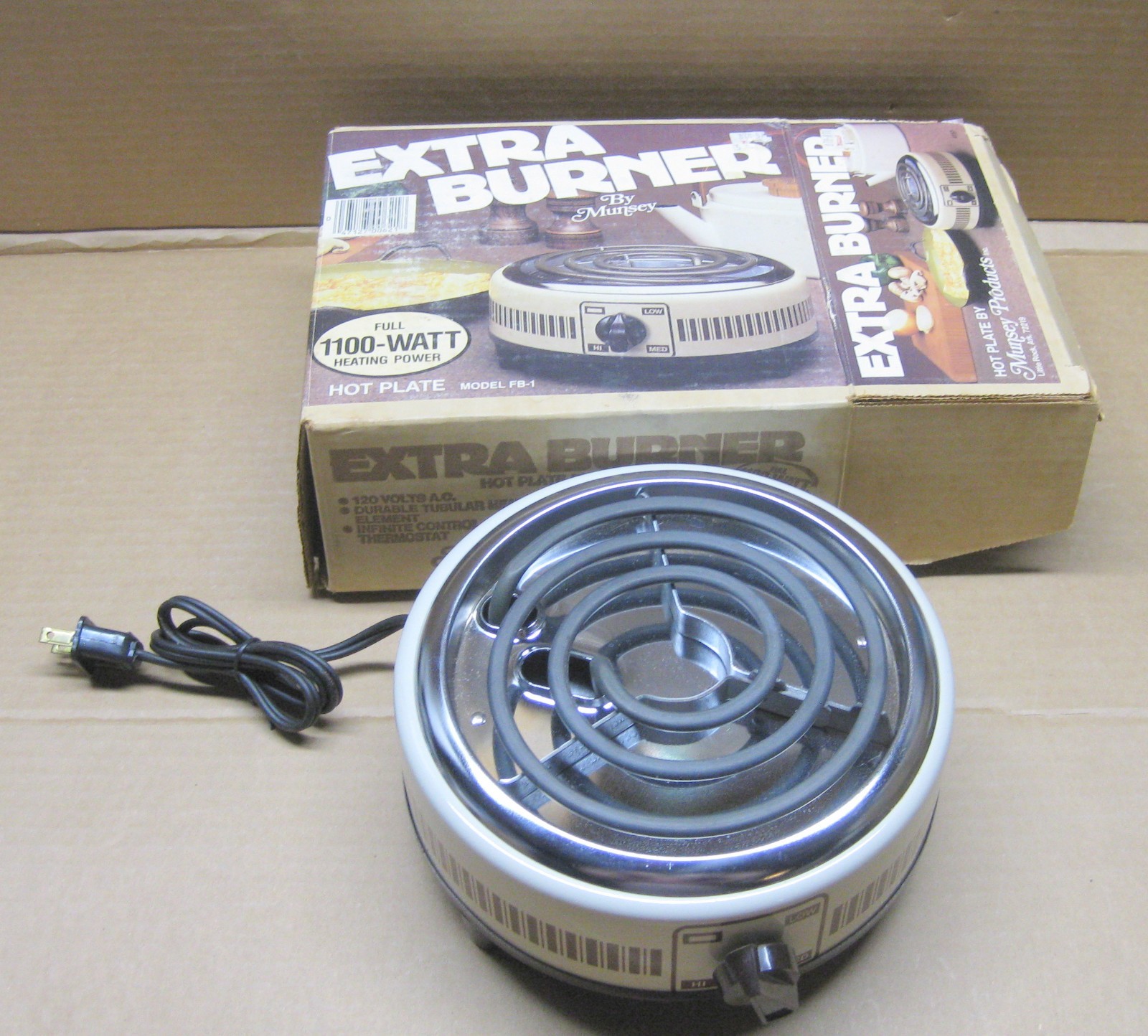 Munsey Extra Burner Vintage 1980s FB-1 Almond Color USA 1100W APPEARS UNUSED