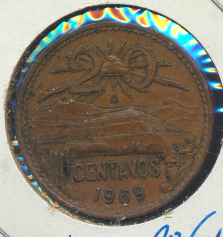 Mexico 1969 20 Centavo Coin