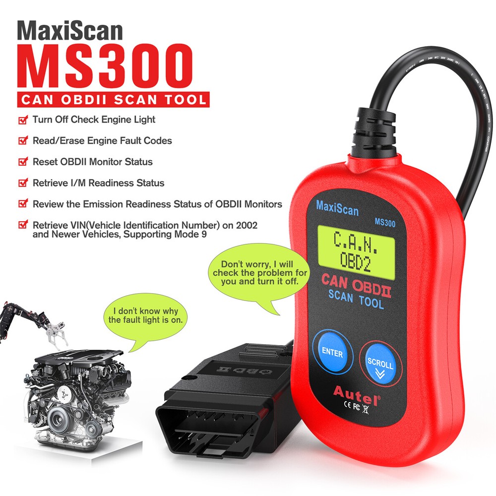 Autel MaxiScan MS300 OBD2 Scanner Diagnostic Check Engine Fault Code Reader Tool