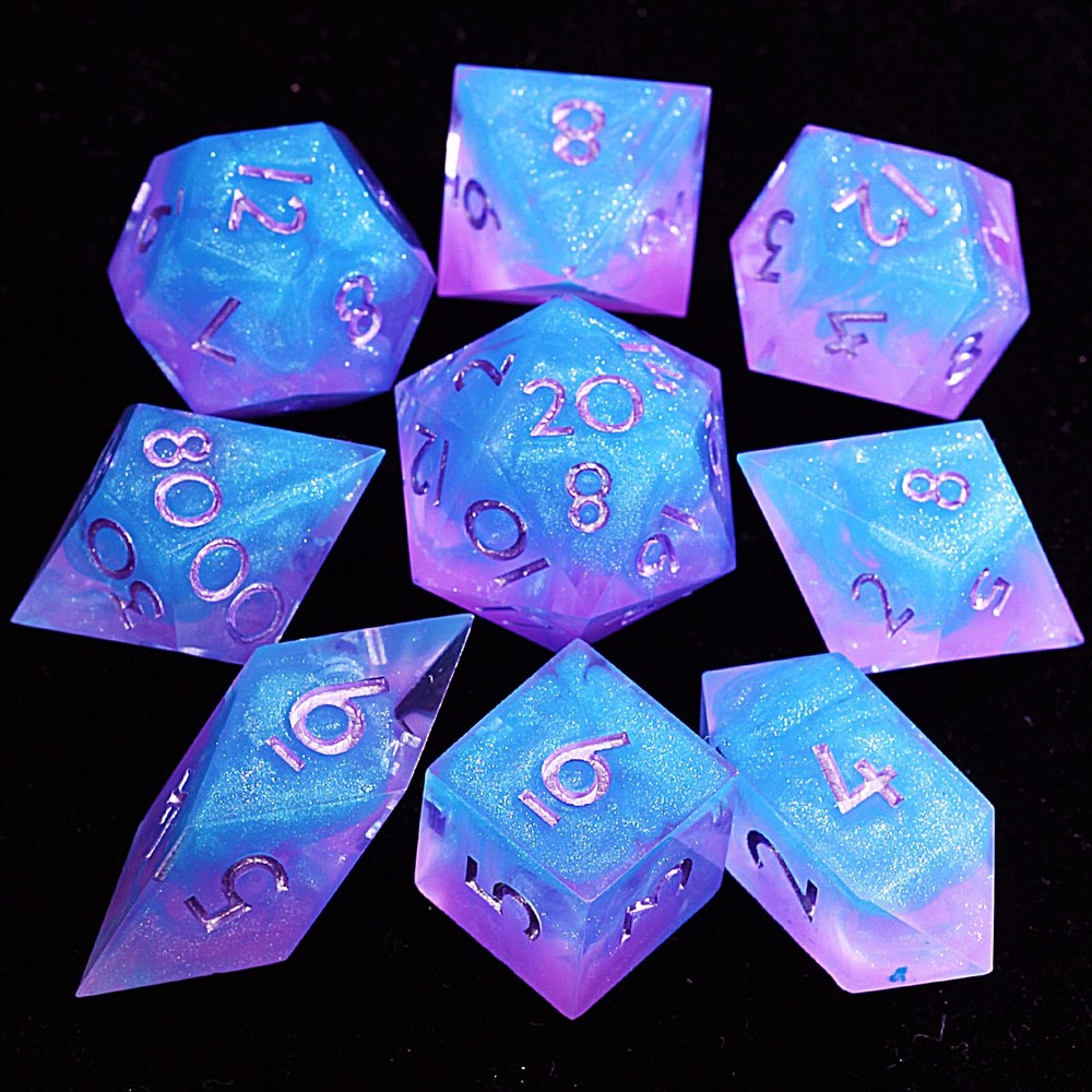 9 Polyhedral Resin Dice Sets DnD Bipolar Cloud Mirage for Dungeons Dragons RPG