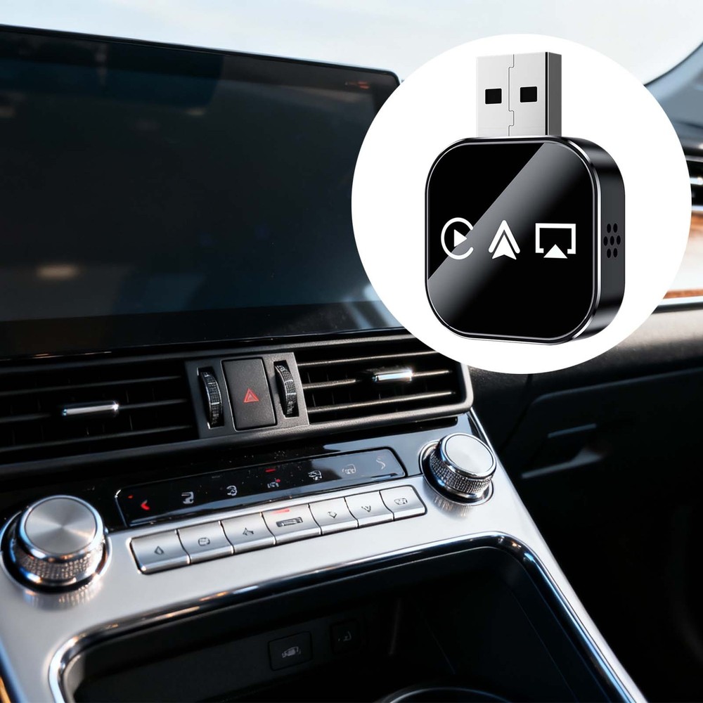 Wireless CarPlay Android Auto Adapter, 5.8GHz WiFi Bluetooth 5.0 Dongle Plug & P