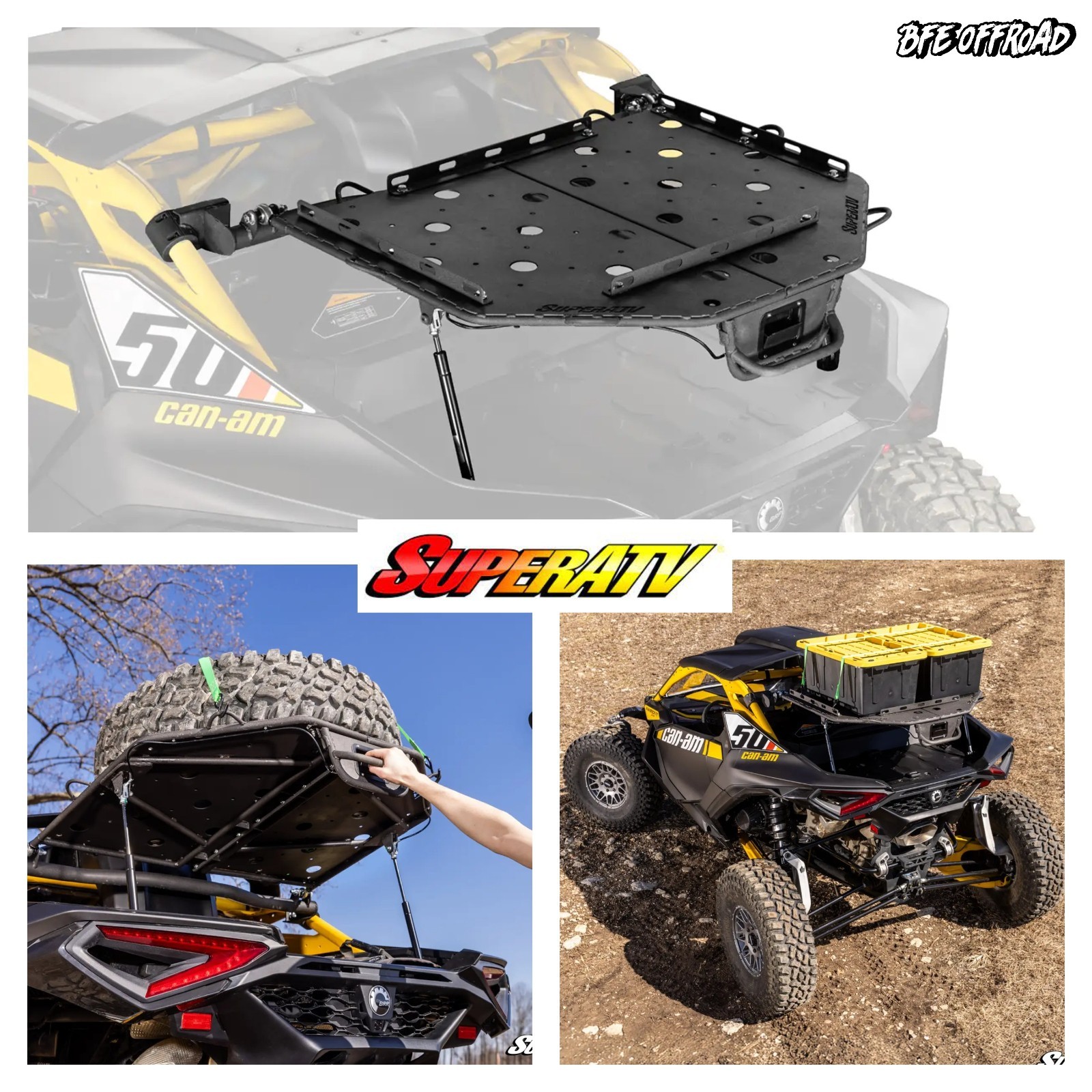 SuperATV Adventure Alpha Rack Spare Tire Cargo Carrier CAN-AM MAVERICK R 24+