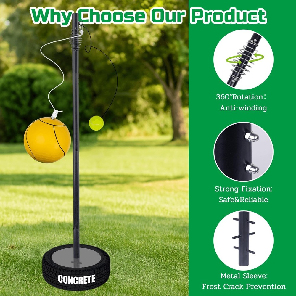 Tetherball Tennis&Tetherball Set,Tetherball Equipment with Pole for Backyard,...