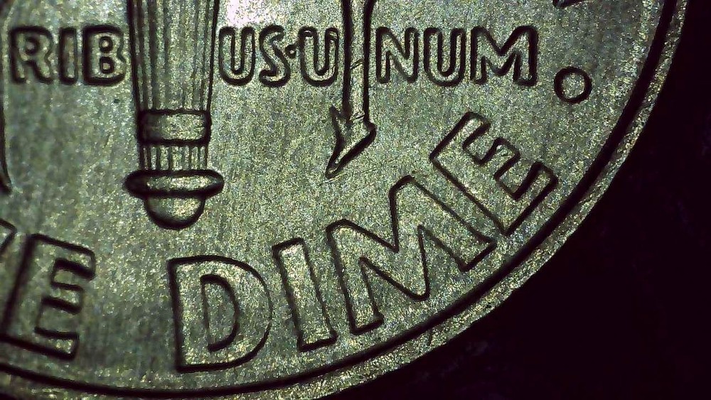 2020 D Dime error toned