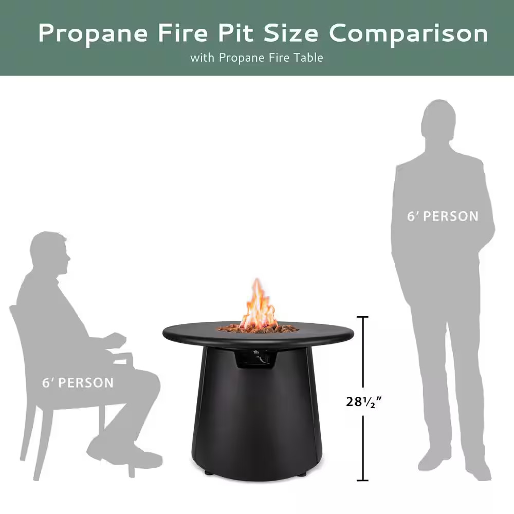Customizable 27.4 In. Propane Fire Pit Table - Includes Tabletop Insert and Lava