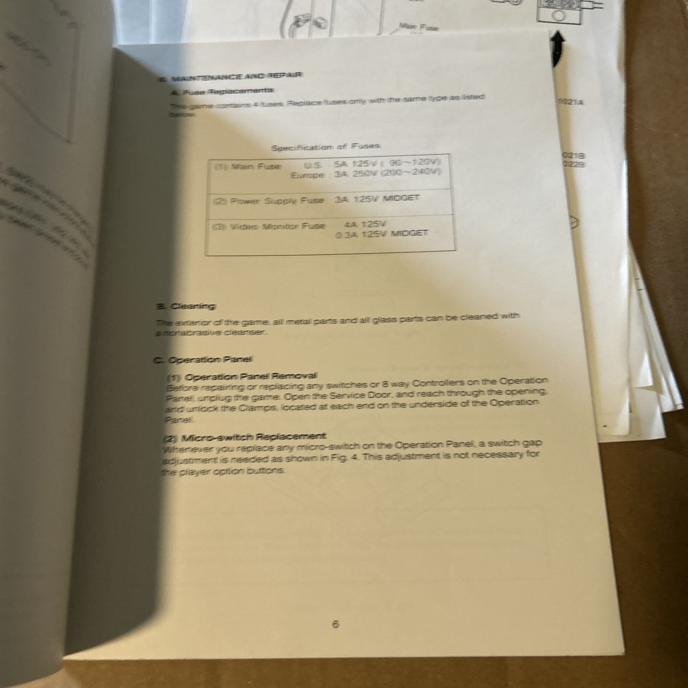 Vs System Operate Nintendo Arcade Game manual