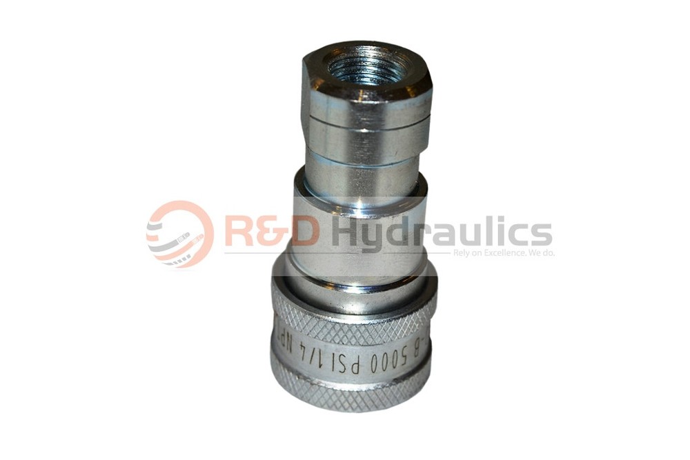 Hydraulic Quick Coupler | ISO 7241-1 B | 1/4" NPT | Complete Set W/ Cap & Plug