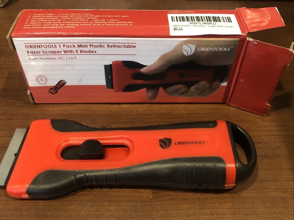 Scraper Razor Blades Mini Plastic Retractable with 5 Blades Window Scraper