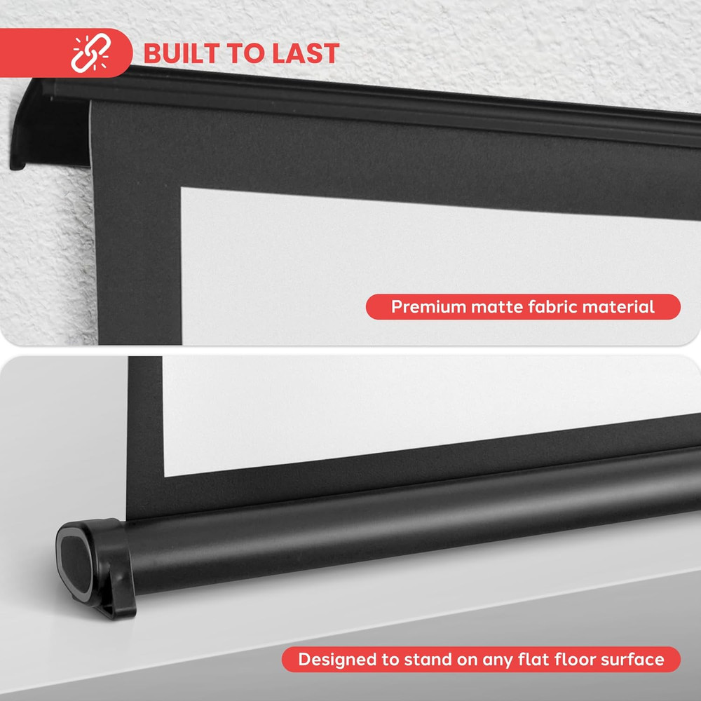 Portable Projector Screen - Mobile Projection Screen Stand, Lightweight Carry &