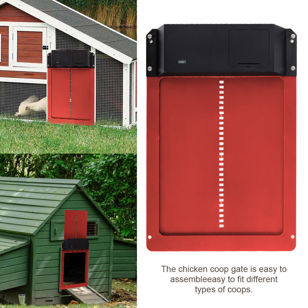 Chicken Coop Door Automatic Waterproof With Light Sensor Poultry Gate Hen NEW