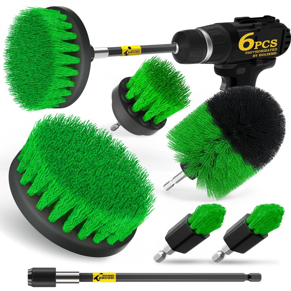 6Pack Drill Brush Power Scrubber Cleaning Brush Extended Long Attachment Set ...