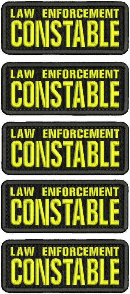 LAW ENFORCEMENT CONSTABLE 5 EMB PATCH 2X5 sew ON BACK BLK/YELLOW