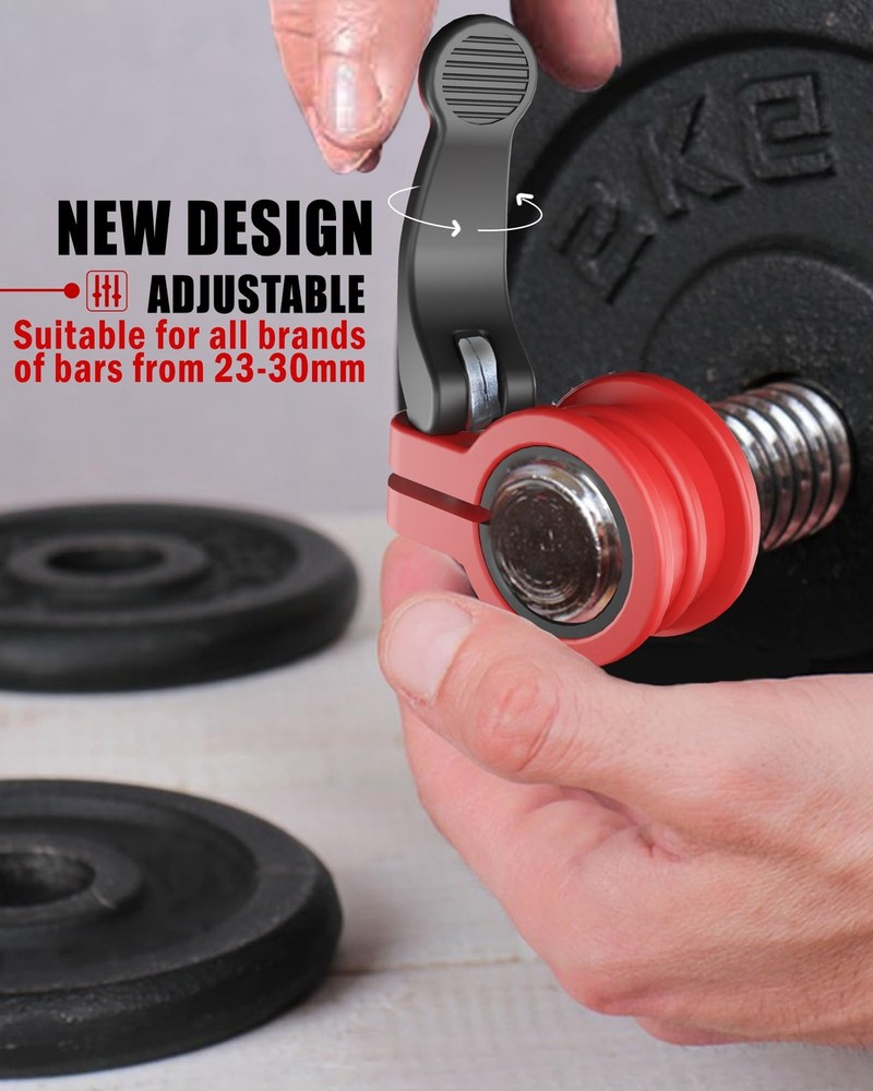 Adjustable Barbell Clips 1 Inch | Quick Release Weight Locking Collars Pair