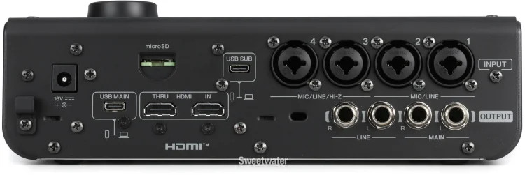 Yamaha URX44V USB-C Audio and Video Interface - Black