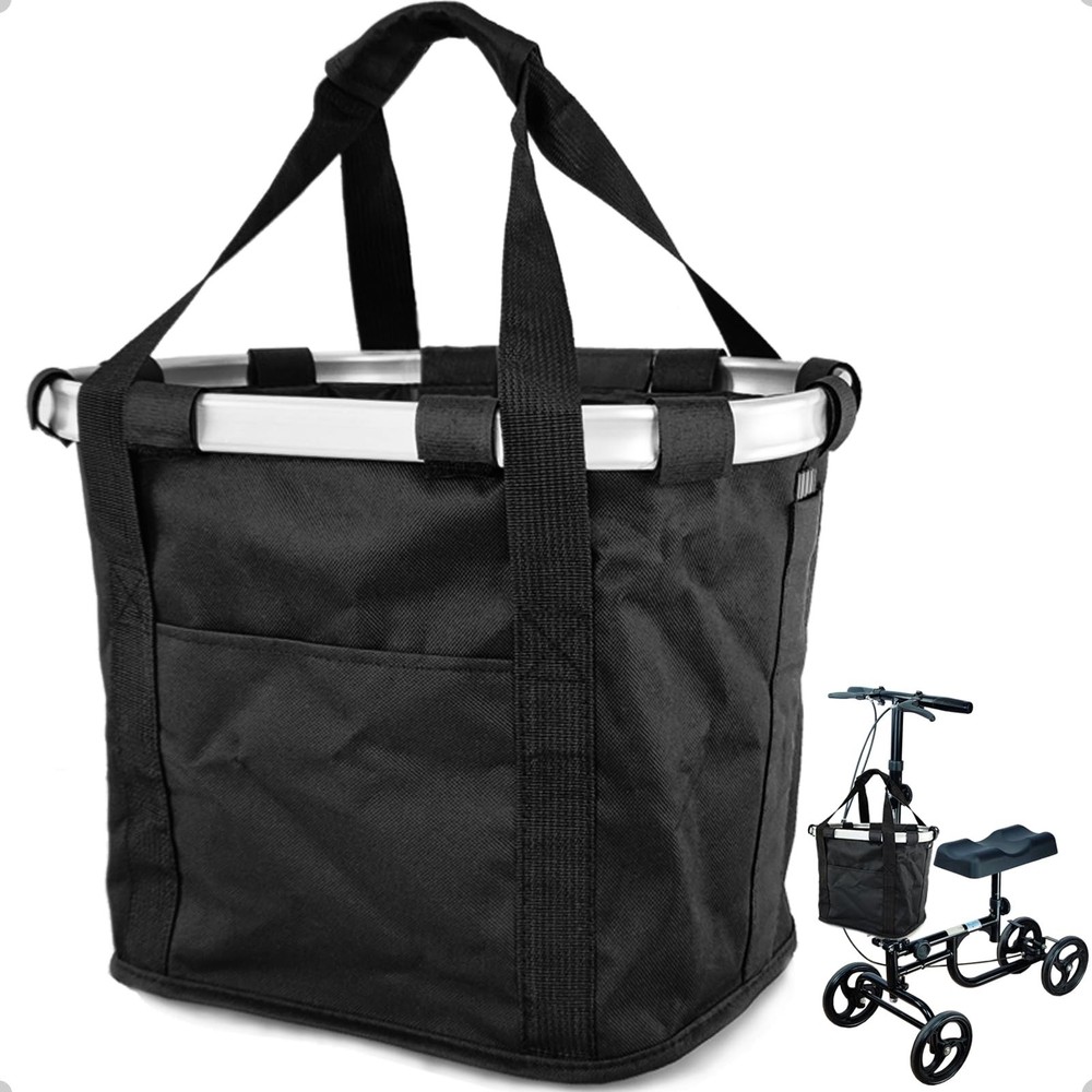 Knee Scooter Basket Accessory with Quick Release Handle - Removable Cloth Fits M