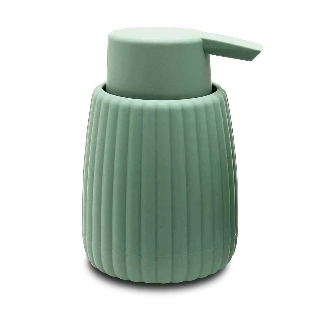 Rubberized Plastic Ribbed Soap Dispenser Pump Green