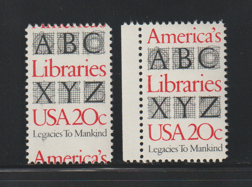 US EFO ERROR Stamps: #2015 America's Libraries: Misperf & Normal. MNH