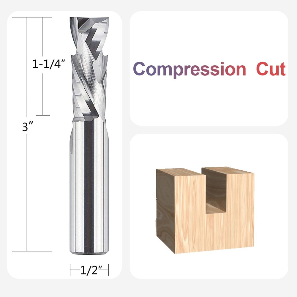 SpeTool Spiral Router Bits Up&Down Compression Bit 1/2 inch Cutting Diameter Lon