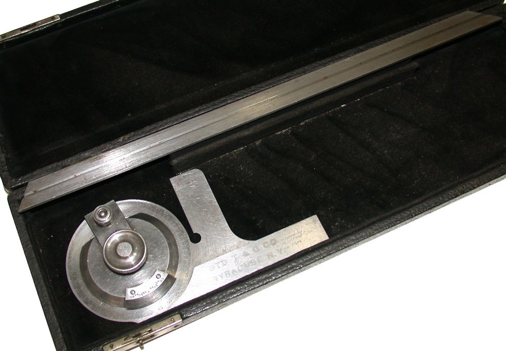 GEORGE SCHEER PROTRACTOR SET WITH 12' BLADE W/ CASE MADE IN GERMANY