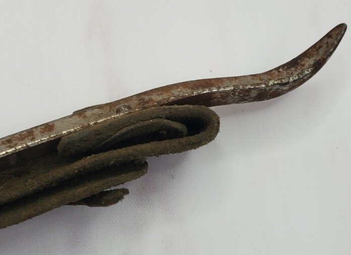Antique Corn Husking Peg Hook Leather Palm Loop Primitive Farm Tool