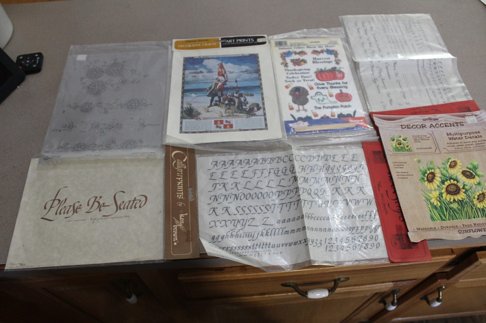 Vintage Rub-On and Water Applied Decals 7 Assorted Packages