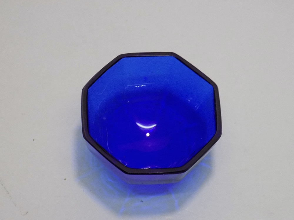 2-1/4" Octagon Cobalt Glass Open Salt Dip Cellar Insert Liner