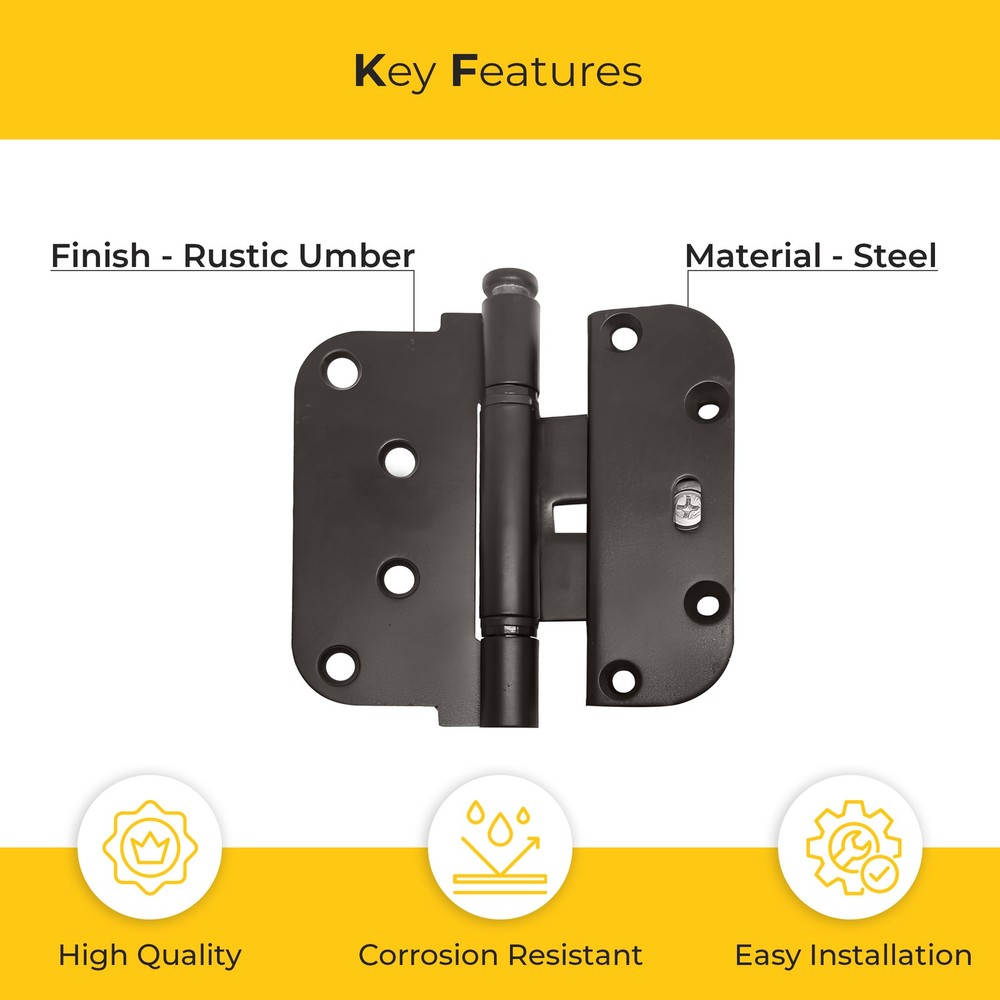 Ultimate 2D Adjustable Steel Guide Hinge Removable Pin Rustic Umber Finish