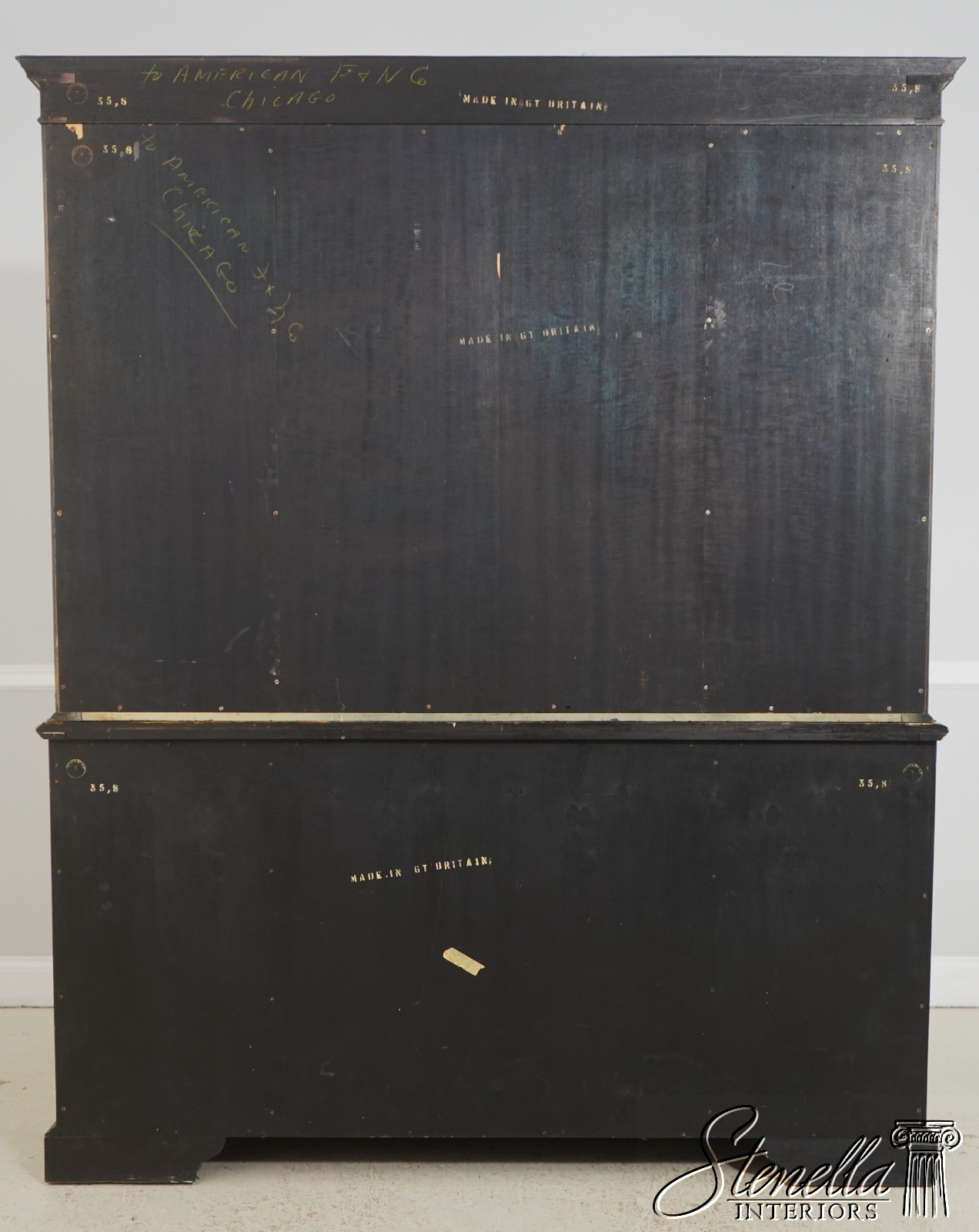 L71522: S. HILLIE English Made Chinoiserie Breakfront Bookcase