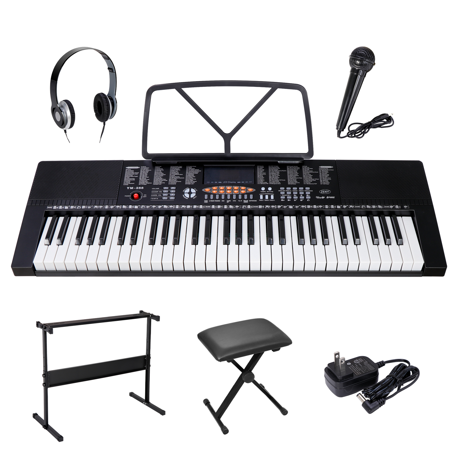 61-Key Electric Keyboard Piano with Stand, Headphones, Microphone