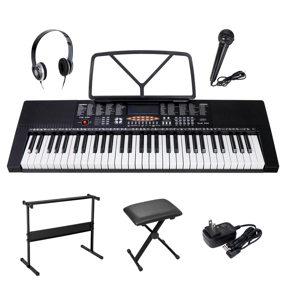 Electronic Keyboard Piano with Stool, Headphones, Microphone,Stand Practice