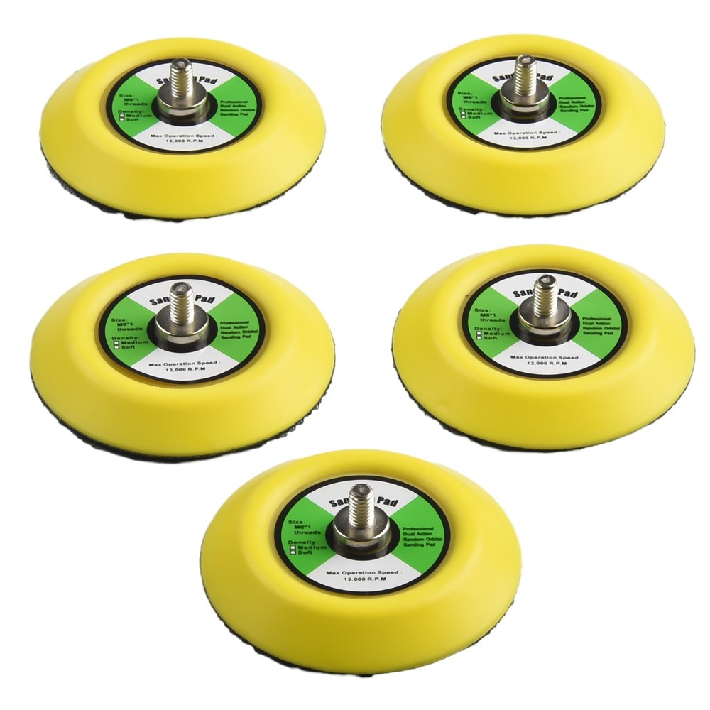 3 75mm Hook & Loop Sanding Polishing Backing Pad M6 Thread For Air Sander 5pc