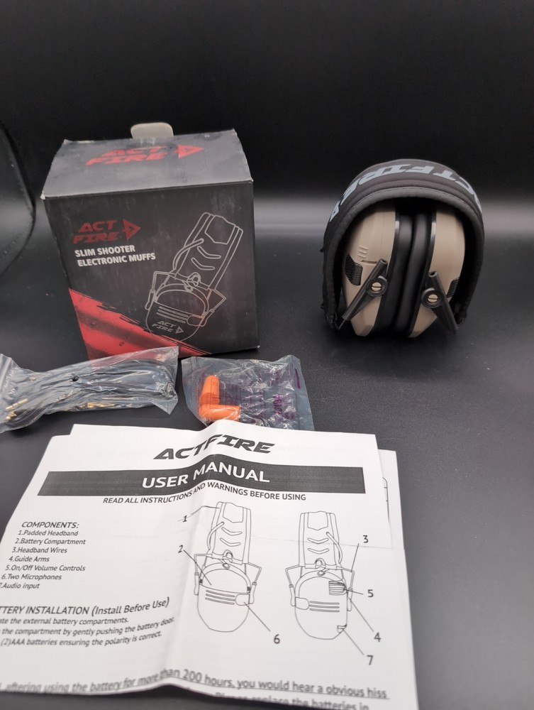 Act Fire® Slim Shooter Electronic Hearing Protector Shooting Range Ear Muffs