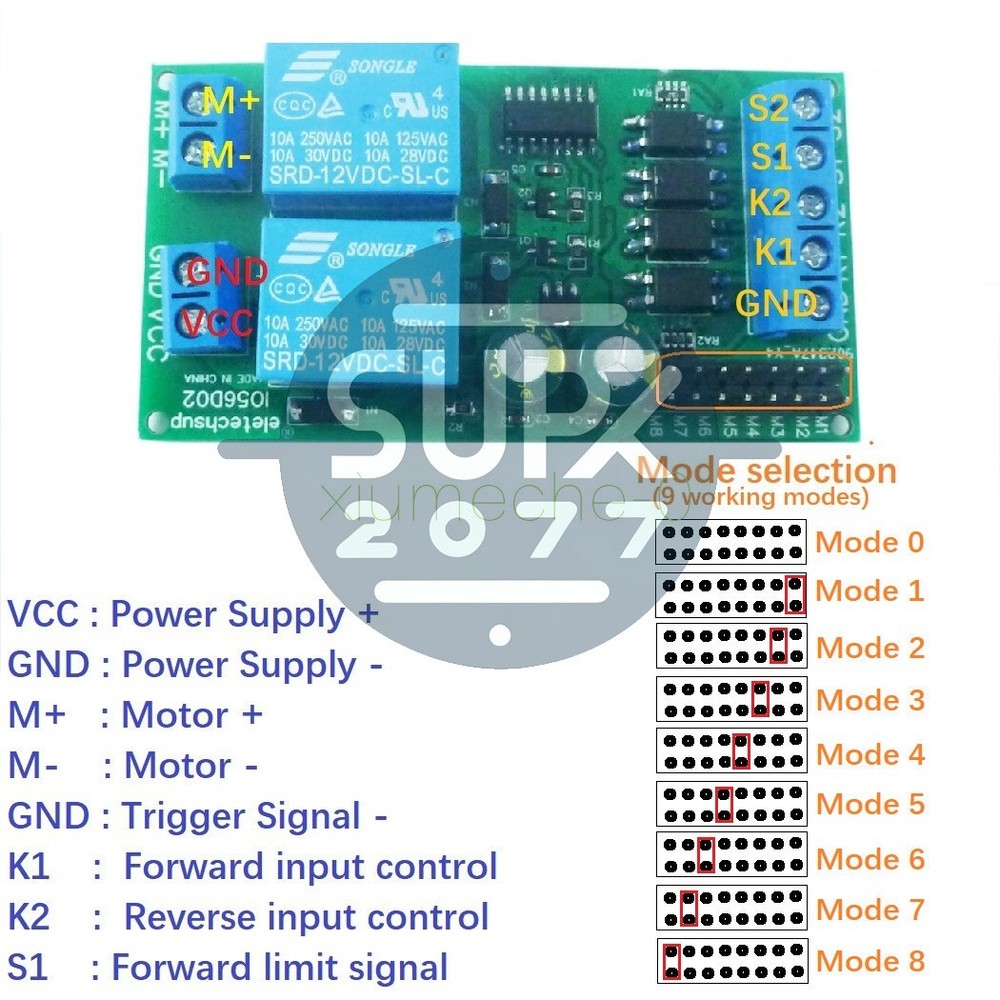DC 12V Motor Controller Relay Board Forward Reverse Control Limit Start Stop