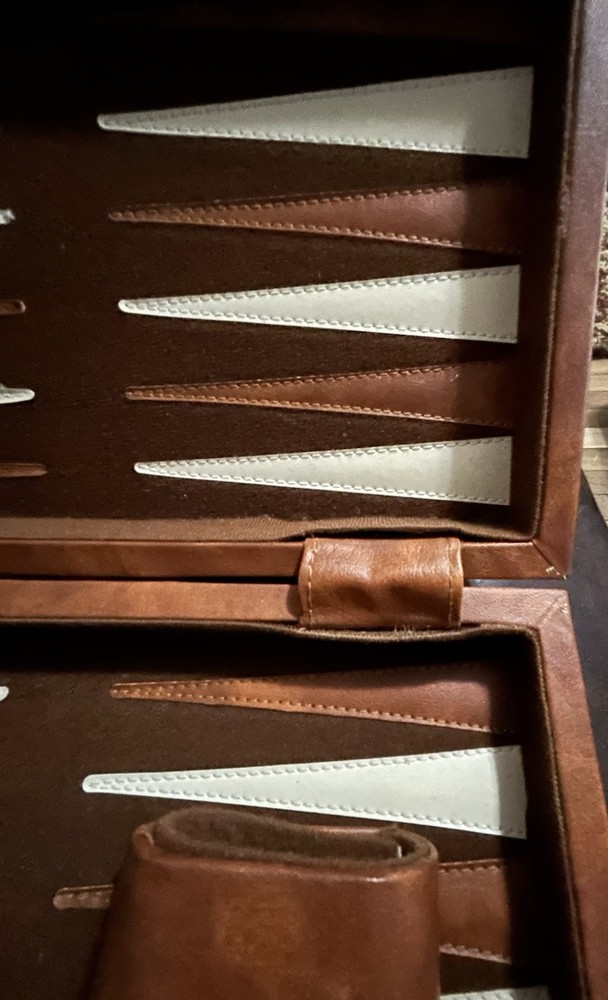 Vintage Smaller Backgammon Set 8” x 11” complete.