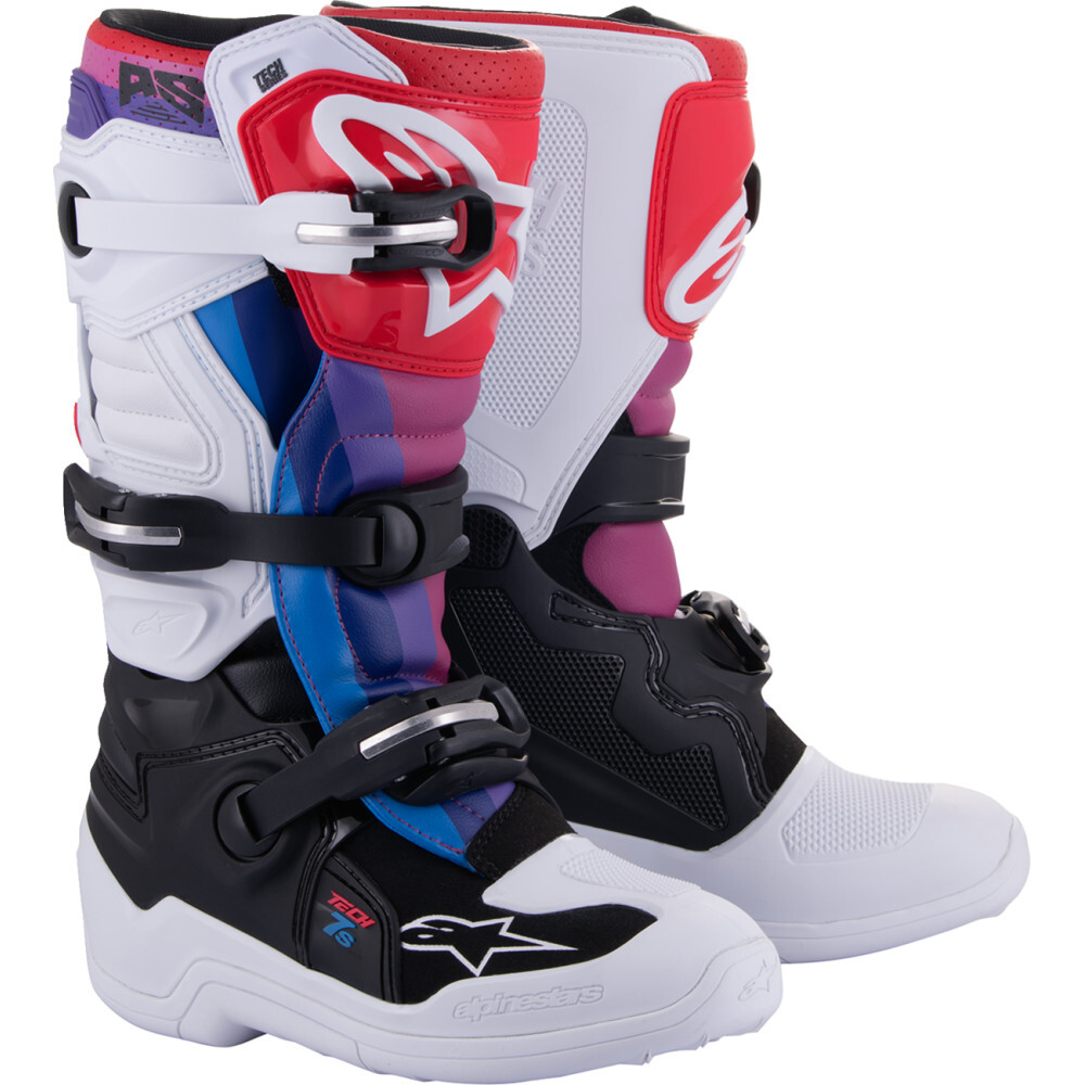 Alpinestars Tech 7S Boots 5 White/Black/Rainbow 2015017-289-5