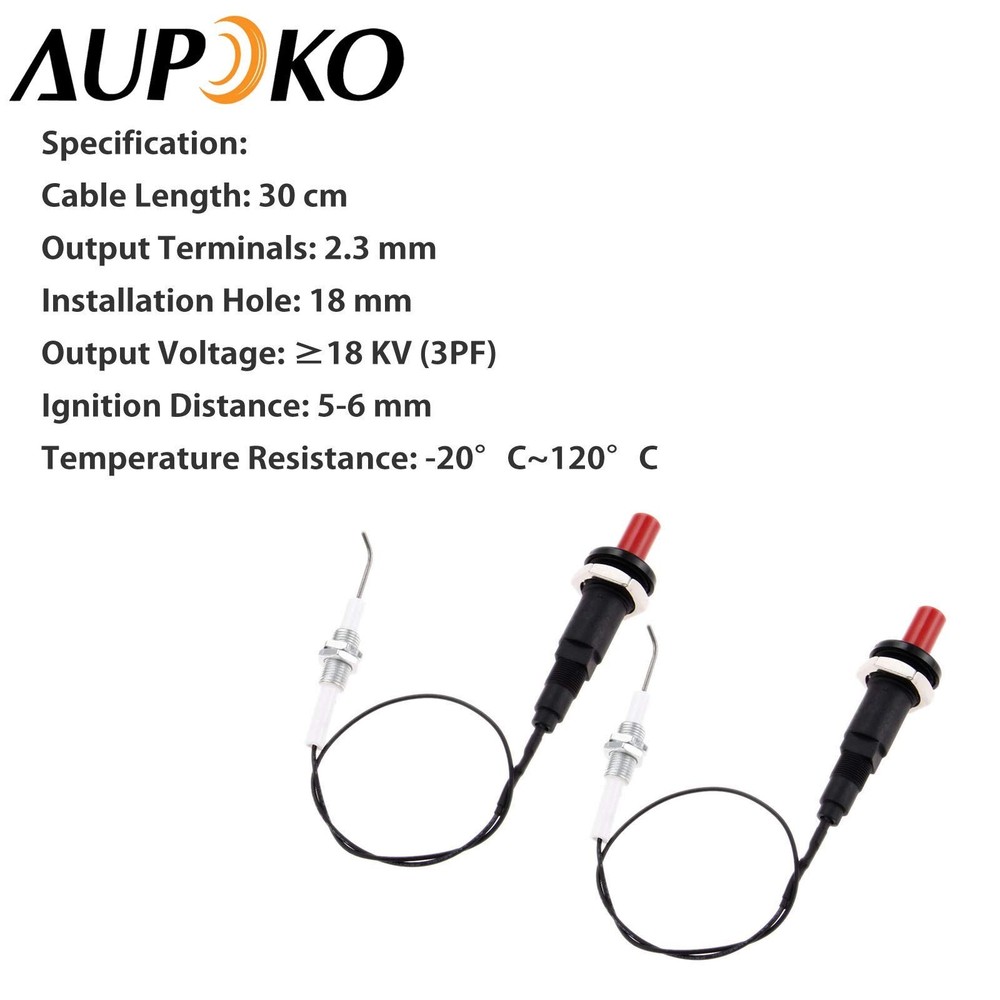 2 Sets Piezo Spark Ignition, Propane Push Button Piezo Igniter with Threaded ...