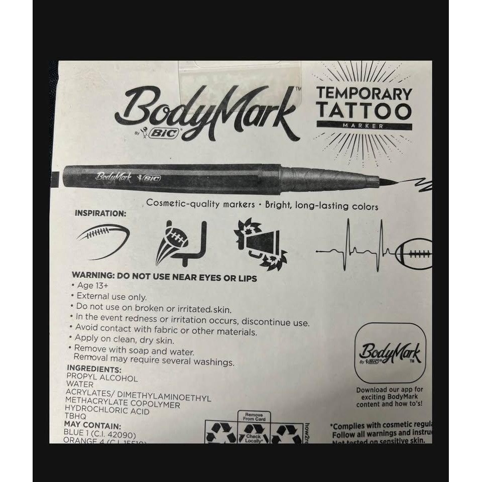 Bic BodyMark Temporary Body Markers NIB 6 Pack
