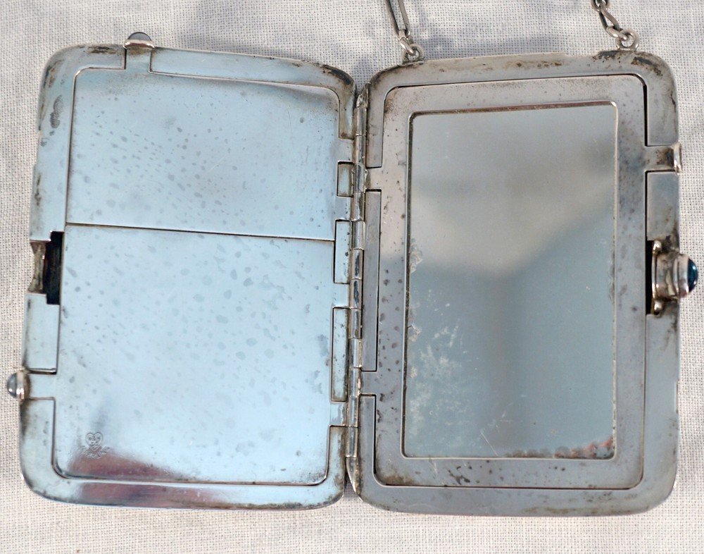 Sterling Silver Chatelaine / Compact Gilding inside Wightman & Hough 1856-1920's