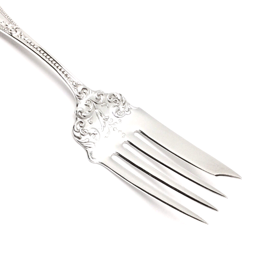 Antique Anchor Rogers AA DUNRAVEN /Beaded 1895 Silverplate Serving Fork Flatware