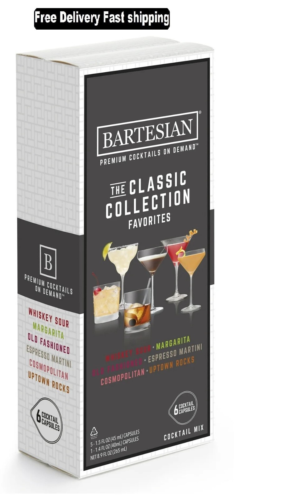 Bartesian Classic Collection 6 Cocktail Mixer Capsules, Pack of 6