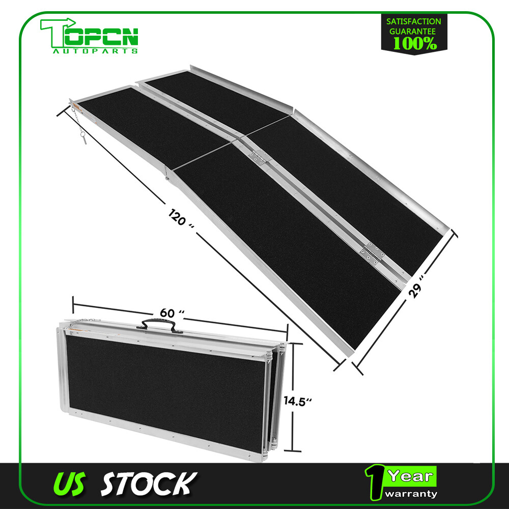 10 FT 600 LB Multi Fold Breifcase Aluminum Wheelchair Ramp Rated set tool New