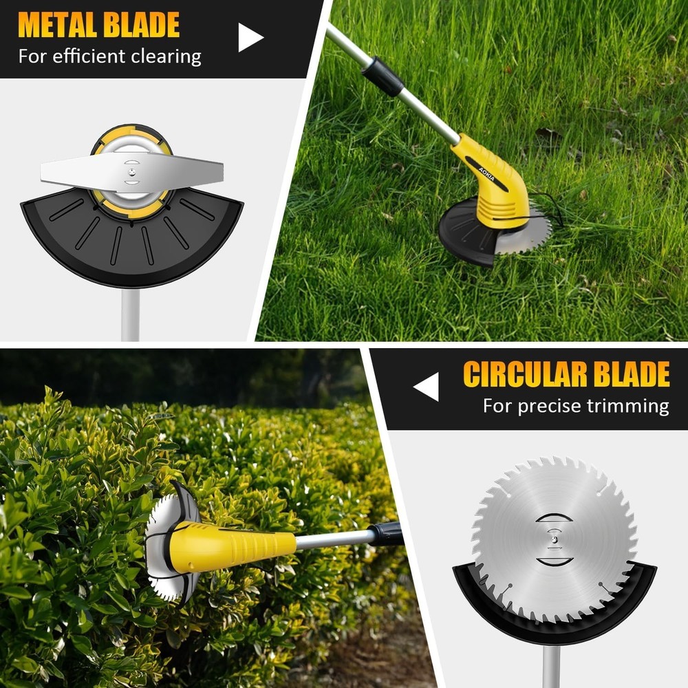 12V Cordless Weed Eater with Adjustable Pole (65in) – Lightweight & Efficient