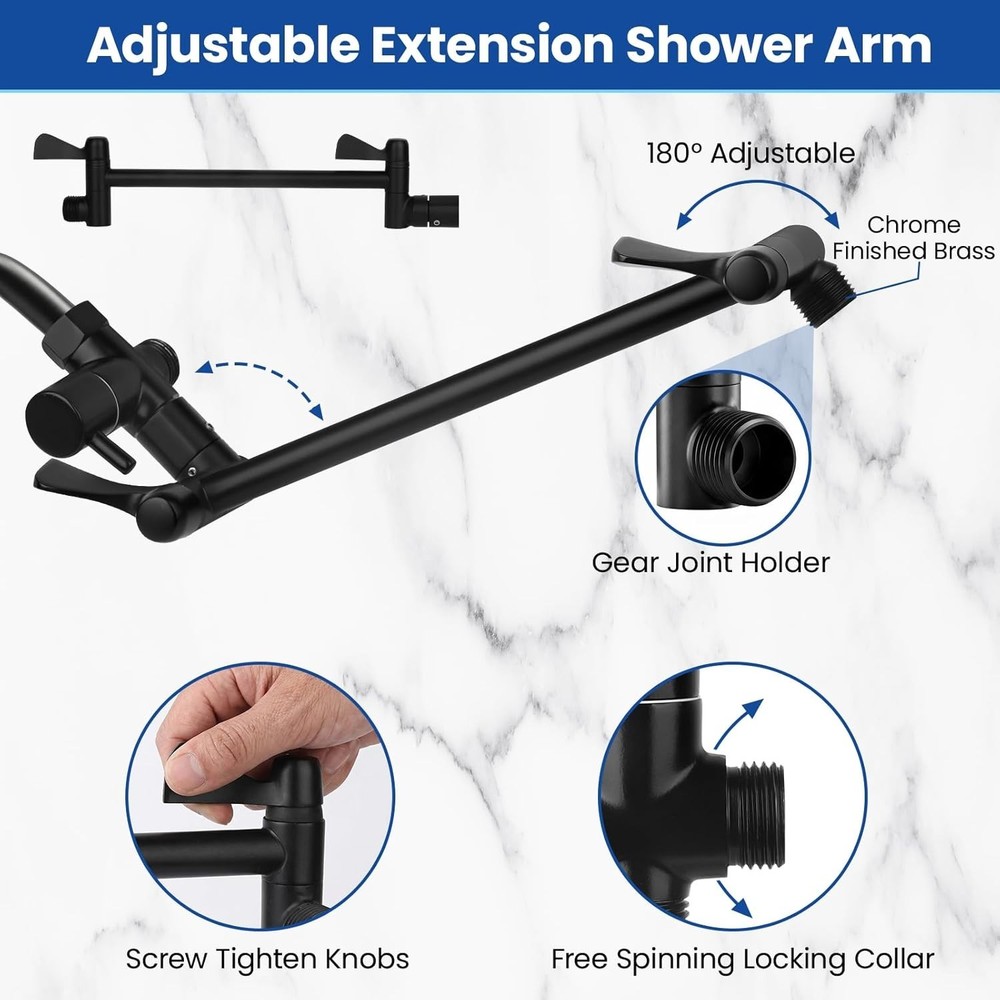 9 Settings Handheld Shower Head - Matte Black